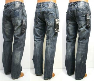 Mens Stone Touch Straight Leg Blue Jeans Size 32 34 36 38 40 42 44 x 