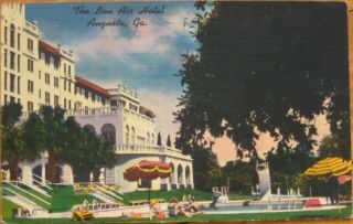 1955 Linen Postcard Bon Air Hotel Augusta Georgia GA