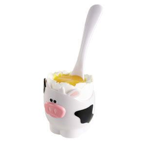   Joie Cow Moomoo Set of 4 Egg Cups Spoons for Boiled Eggs Jo E