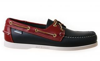 Sebago Mens Boat Shoe B72816 Spinnaker Navy Red Leather