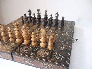    LATE19th Century FRENCH REGENCY CHESS SET K 80mm islamic board more