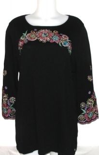 New Bob Mackie Fiesta Floral Embroidered Sweater