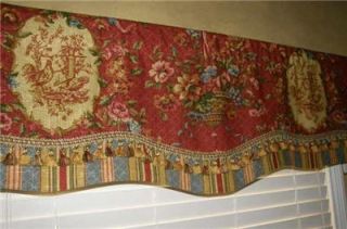 Custom Handmade French Country VALANCE Curtain Waverly Bordeaux Red 