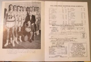 1956 Warriors St Louis Hawks Program Pettit HOF Signed