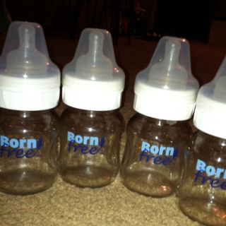 Born Free 5 oz Glass Bottles BPA Free HELPS Eliminate Gas Set of 4 