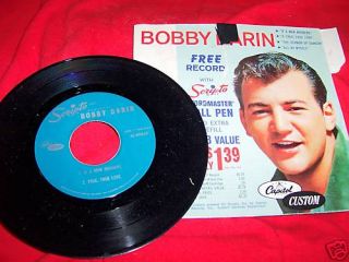45 RPM Vinyl Record Bobby Darin Scripto Pen Free Record