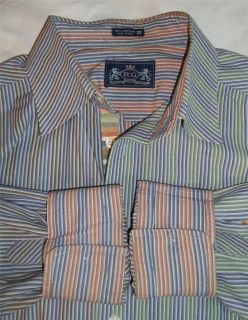 ROBERT GRAHAM L S Button Front Multicolored Striped Shirt Sz XL