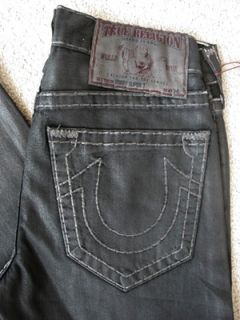 True Religion Mens Bobby Super T Coated Jeans in Black