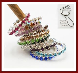   Crystal Toe Ring Mixed Color Wholesale Lot Body Jewelry Pack