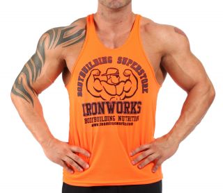 Flo Orange T Back Bodybuilding Vest Workout Gym Clothing