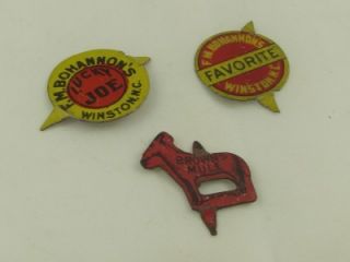 Antique Tin Tobacco Tags   Bohannons LUCKY JOE & FAVORITE + Brown 