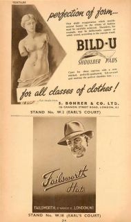 1950 Bild U Bohrer Failsworth Hats Bradley Leeds Ad