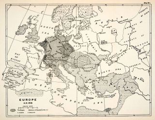   Map Europe Ottoman Empire Naples Bohemia Hungary Savoy Venice Saxony