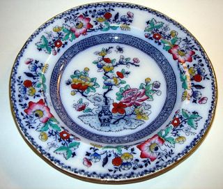Beautiful Flow Blue Minton Bombay Japan 9 25 Polychrome Soup Plate 