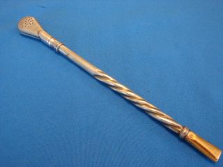    Spiral TEA STRAW SPOON Pipe Bombilla Argentina With 18K Gold Tip