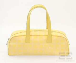Chanel Travel Ligne Yellow Nylon Leather Trim Bowler Bag