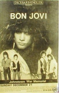 Bon Jovi Concert Poster Johnstown PA Tour Print