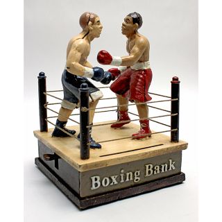 Die Cast Iron Boxing Ring Boxers Bet Fight Antique Replica Mechanical 