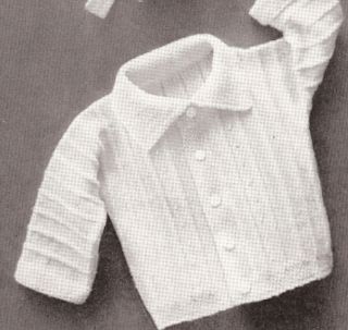 Baby Boy Set Hat Sweater Booties Knitting Pattern Vntg