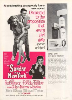 Cliff Robertson Jane Fonda Sunday in New York Ad 1964