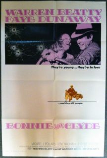 Bonnie and Clyde ORIGINAL 1967 Movie Poster 67 297 One Sheet ORG 1st 