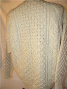 Bonner of Ireland 100 Irish Wool Hand Knit Aran Fisherman Sweater Size 