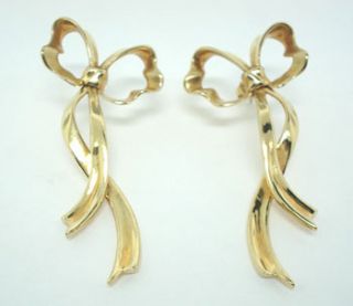 Tiffany Co 18K Yellow Gold Bow Ribbons Earrings