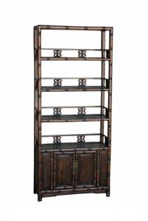 Chinese Bamboo Simulated Carved Bookshelf Cabinet S1370