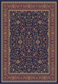 Area Rug Navy Blue Traditional Soft Casual Border Red Ivory Oriental 