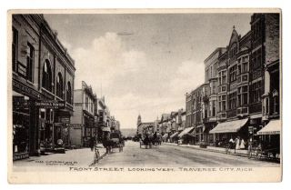 Traverse City Reed City Mich 1907 Front St Looking West Printed 