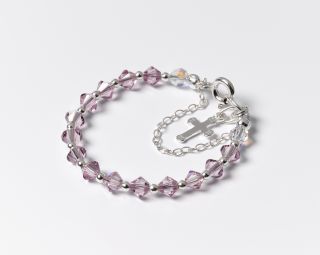Girls Baby Christening Bracelet June Birthstone Crystals 925 Silver 