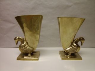 BRASS BIRDS Bookends or figurine vases