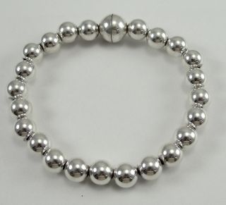 Milor Sterling Bracelet Silver Beads Magnetic Clasp 7 1/4 Italy