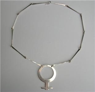 Vintage Soren Borup Denmark Modernist Sterling Necklace Female Symbol 