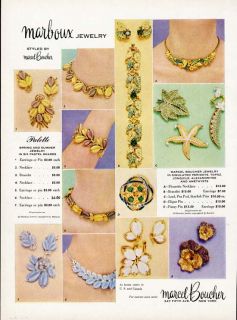 Marcel Boucher Costume Jewelry Ad Necklaces Pins Bracelets 1956