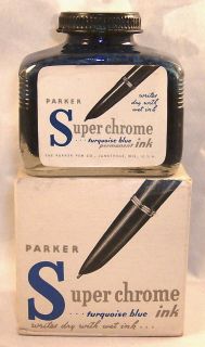 Parker Super Chrome Bottled Ink Turquoise 3oz