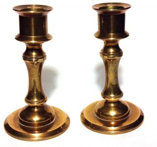Pair of Mini Miniature Brass Candle Holders Signed Denmark