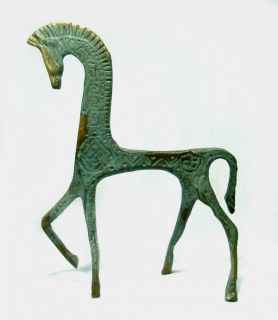 Vtg Mid Century Etruscan Brass Verdigris Horse Figure 7 Weinberg