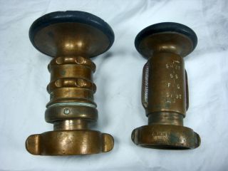 Vintage Elkhart Brass Akron Brass Fire Hose Nozzle Set