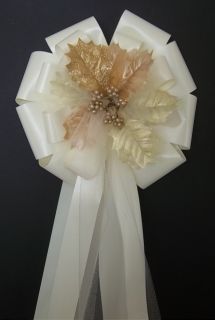   /Christmas Tan/Gold/Cream Leafs/Leaves Pew Bows   Wedding Decorations