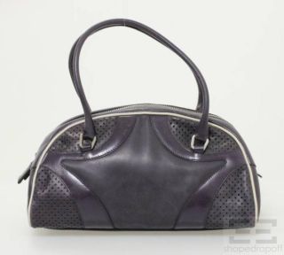 prada purple leather small perforated bowler bag