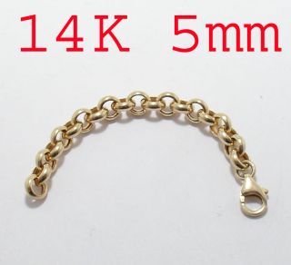 5mm Rolo Link Bracelet Necklace Extender for Pendant Charm Real 14k 