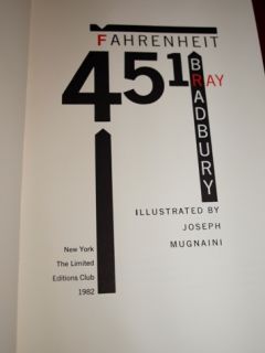 Ray Bradbury Signed 1st Limited Edition Fahrenheit 451
