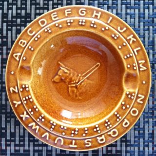 Braille Ashtray Bowl with Guide Dog Brown