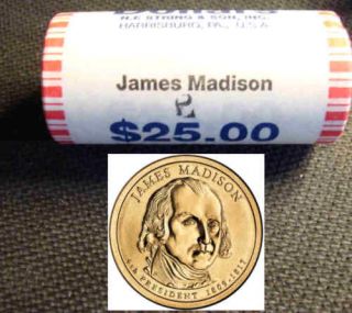 2007 J Madison Mint roll P 25 coins ea 4rd Pres