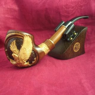    QUALITY Authors briar pipes TOBACCO SMOKING PIPE with carved EAGLE