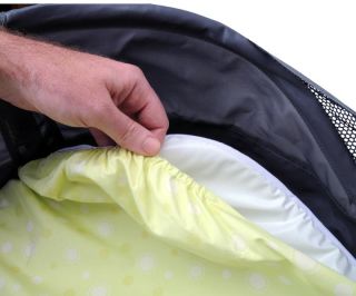 The Fold n Go Travel Bassinet includes a comfortable mattress pad and 