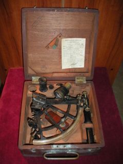 US Navy Brandis Sextant WWII Vintage with Dovetail Box
