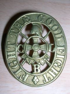 Vintage Antique Brass CAP BADGE FIGHT THE GOOD FIGHT Church Lads 