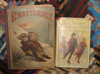   of 2 Vintage Christmas Display Books Chatterbox Hans Brinker